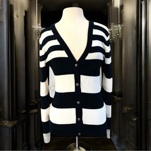 New! ARMOR-LUX COTTON NAVY WHITE STRIPE CARDIGAN SWEATER FRANCE